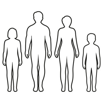 silhouettes of man, woman and children
