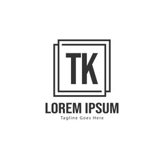 Initial TK logo template with modern frame. Minimalist TK letter logo vector illustration