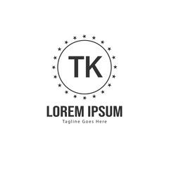 Initial TK logo template with modern frame. Minimalist TK letter logo vector illustration