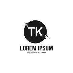 Initial TK logo template with modern frame. Minimalist TK letter logo vector illustration