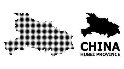 Obraz premium Dot Mosaic Map of Hubei Province