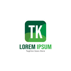 Initial TK logo template with modern frame. Minimalist TK letter logo vector illustration