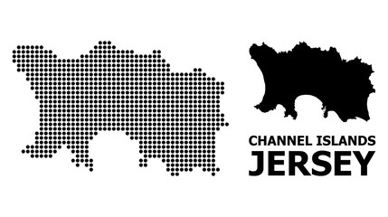 Obraz premium Pixel Mosaic Map of Jersey Island
