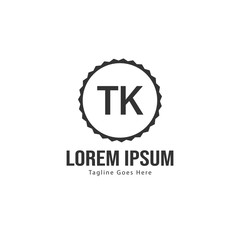Initial TK logo template with modern frame. Minimalist TK letter logo vector illustration