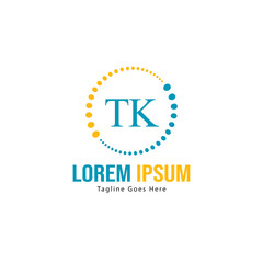 Initial TK logo template with modern frame. Minimalist TK letter logo vector illustration