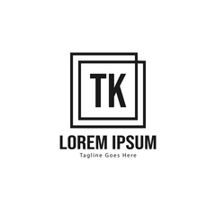 Initial TK logo template with modern frame. Minimalist TK letter logo vector illustration