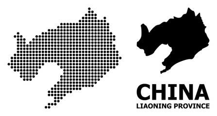 Obraz premium Pixel Mosaic Map of Liaoning Province