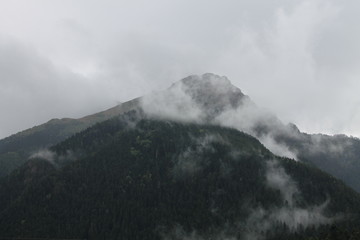 clouds over mountains
