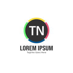 Initial TN logo template with modern frame. Minimalist TN letter logo vector illustration