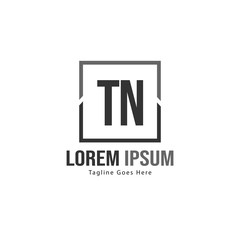 Initial TN logo template with modern frame. Minimalist TN letter logo vector illustration