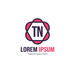 Initial TN logo template with modern frame. Minimalist TN letter logo vector illustration