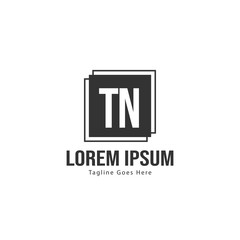 Initial TN logo template with modern frame. Minimalist TN letter logo vector illustration