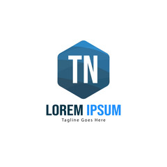 Initial TN logo template with modern frame. Minimalist TN letter logo vector illustration