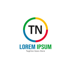 Initial TN logo template with modern frame. Minimalist TN letter logo vector illustration