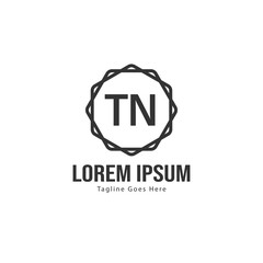 Initial TN logo template with modern frame. Minimalist TN letter logo vector illustration