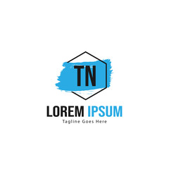 Initial TN logo template with modern frame. Minimalist TN letter logo vector illustration