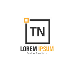 Initial TN logo template with modern frame. Minimalist TN letter logo vector illustration