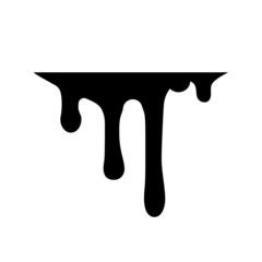 Black melt drips or liquid paint drops isolated on white background. Vector oil leak splash or chocolate syrup for graffiti splatter borders