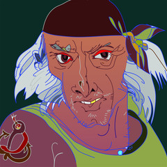 vector sketch of the portrait of an imaginary pirate