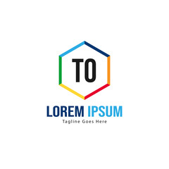 Initial TO logo template with modern frame. Minimalist TO letter logo vector illustration