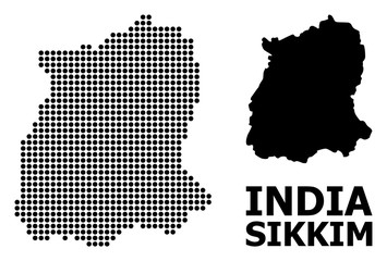 Obraz premium Dotted Pattern Map of Sikkim State