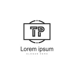 Initial TP logo template with modern frame. Minimalist TP letter logo vector illustration