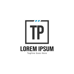 Initial TP logo template with modern frame. Minimalist TP letter logo vector illustration