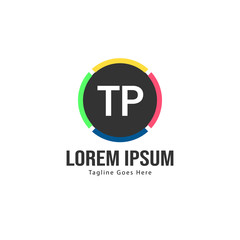Initial TP logo template with modern frame. Minimalist TP letter logo vector illustration