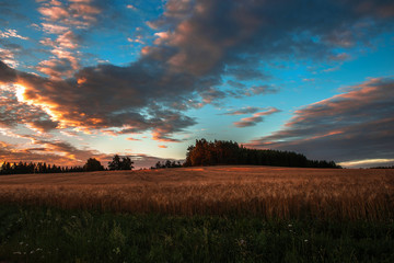 Dawn in Czech republic countryside.