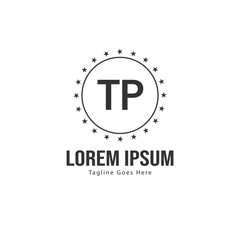Initial TP logo template with modern frame. Minimalist TP letter logo vector illustration