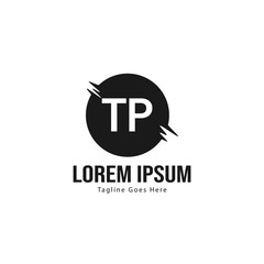 Initial TP logo template with modern frame. Minimalist TP letter logo vector illustration