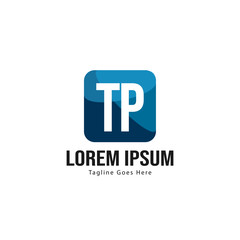 Initial TP logo template with modern frame. Minimalist TP letter logo vector illustration