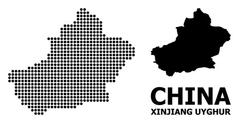 Dotted Pattern Map of Xinjiang Uyghur Region