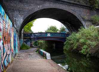 Birmingham canal graffiti and old disused buildings