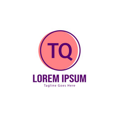Initial TQ logo template with modern frame. Minimalist TQ letter logo vector illustration