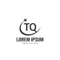 Initial TQ logo template with modern frame. Minimalist TQ letter logo vector illustration