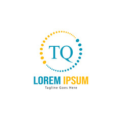 Initial TQ logo template with modern frame. Minimalist TQ letter logo vector illustration