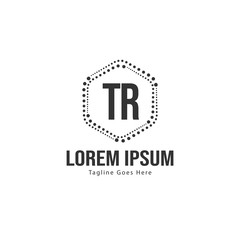 Initial TR logo template with modern frame. Minimalist TR letter logo vector illustration