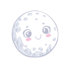 Cute cartoon moon. Print for baby t shirt pajamas