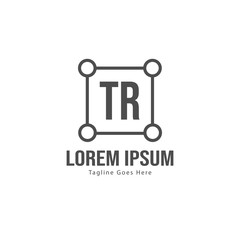 Initial TR logo template with modern frame. Minimalist TR letter logo vector illustration