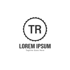 Initial TR logo template with modern frame. Minimalist TR letter logo vector illustration