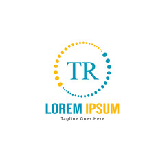 Initial TR logo template with modern frame. Minimalist TR letter logo vector illustration