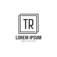 Initial TR logo template with modern frame. Minimalist TR letter logo vector illustration