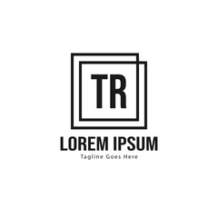 Initial TR logo template with modern frame. Minimalist TR letter logo vector illustration