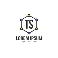 Initial TS logo template with modern frame. Minimalist TS letter logo vector illustration