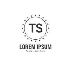 Initial TS logo template with modern frame. Minimalist TS letter logo vector illustration
