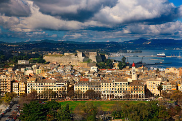 Fototapeta premium Panoramic view of the old town of Corfu (