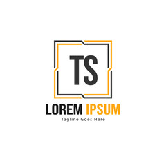 Initial TS logo template with modern frame. Minimalist TS letter logo vector illustration