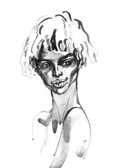 Watercolor african woman