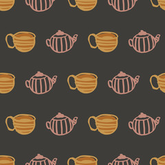 tea mug and cup seamless pattern design